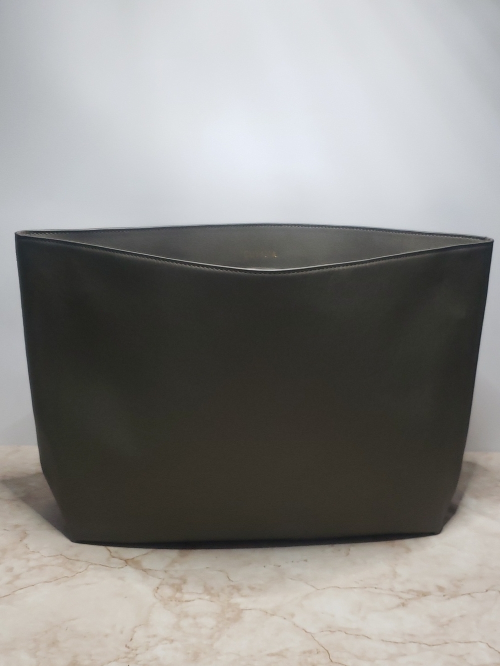 Cuyana Leather Tote Insert Bag in Dark Olive Green